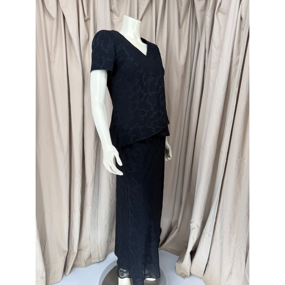 Vintage 90s Ultra Dress New York Black 2 Piece Maxi Skirt Evening Set Size 8